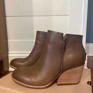 Kork-Ease Brown Ankle Booties with Wedge Heel